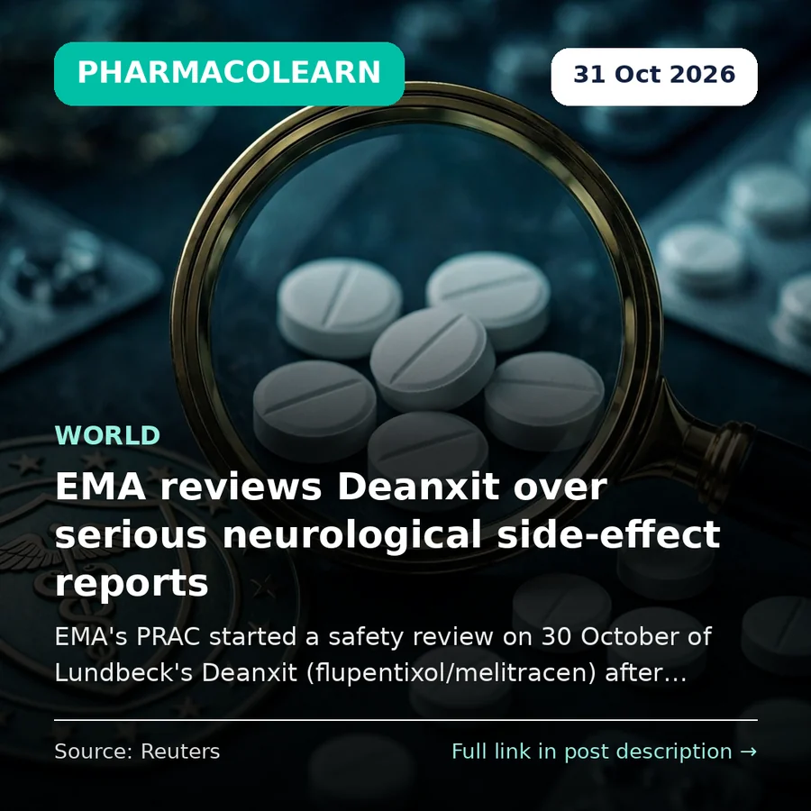 EMA reviews Deanxit over serious neurological side-effect reports — pharmacovigilance safety review